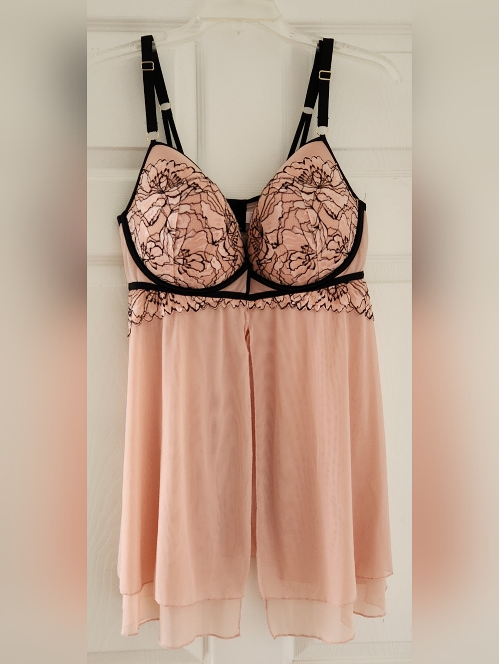 Auden Blush Pink Chemise with Black Lace Trim